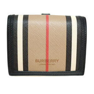 BURBERRY Bifold Compact Wallet Leather Brown Black